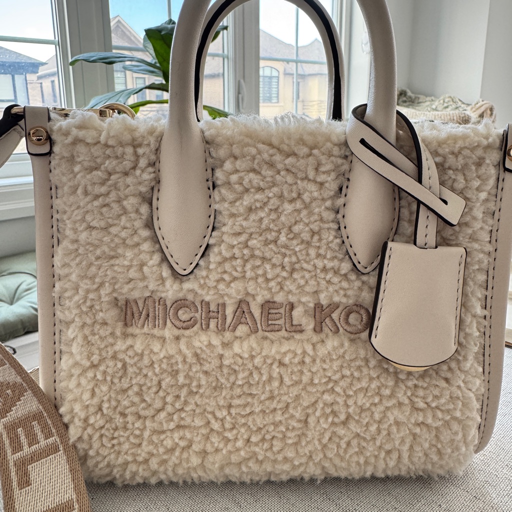 Michael Kors Cream Shearling Tote With Leather Trim - Mirella Mini - Like